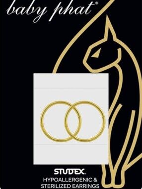 Baby Phat Gold Hoop Earrings - Sleek Polished Hoops